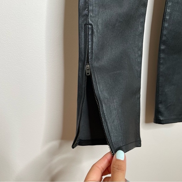 J Brand Genuine Leather Mid Rise Distressed Skinny Zip Ankle Pants Black Size 24 - Picture 6 of 10